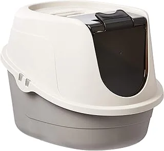 Amazon Basics No-Mess Hooded Enclosed Cat Litter Box with Odor Control and Swinging Door, Standard, 21" x 16" x 15", Multicolor