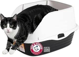 Arm & Hammer High-Sided Open Litter Box Arm & Hammer Rimmed Open Cat Litter Box, Wave with High Sides, High Sided Cat Litter Pan, Made in USA, Gray