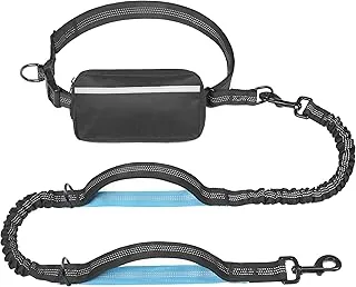 iYoShop Hands Free Dog Leash with Zipper Pouch, Large, 25-120 lbs, Black | Waist Leash, Dual Padded Handles, Shock-Absorbing Bungee, Adjustable Waist Belt, Walking and Running