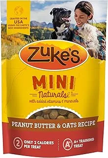 Zuke’s Mini Naturals Training Treats Zuke’s Mini Naturals Dog Training Treats for Dogs, Pet Treats Made with Real Peanut Butter- 16 oz. Bag