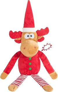 Christmas Reindeer Plush Dog Toy Christmas Dog Toy Reindeer Plush with Squeaker & Crinkle Paper – Holiday Squeaky Chew Toy for Small and Medium Dogs – Interactive Santa Elf Pooch on a Perch Dog Gift