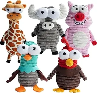 Nocciola Critter Zoo 5-Pack Nocciola 5-Pack Squeaky Dog Toys, Durable Stuffed Critter Zoo Dog Toys with Unique Squeak Sounds to Keep Dogs Busy, Puppy Toys for Small, Medium, and Large Dogs