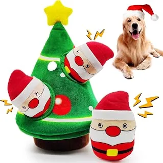 lilfrd Christmas Hide-and-Seek Set lilfrd Christmas Dog Toys, 4 Pack Santa Xmas Tree Hide & Seek Squeaky Toy | Soft Thick Plush Material, Brain Stimulating Interactive Play, Great Holiday Gift Choice, Suitable for Small & Medium Dogs