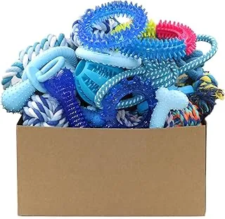 Beiker 20-Pack Puppy Toy Bundle Beiker 20 Pack Puppy Chew Toys, Dog Teething Toys for Puppies Small Dogs | Blue Puppy Teething Rings and Ropes, Rubber Toy Bundle for Puppy Busy, Cute Interactive Pet Balls Bulk for Small Breed